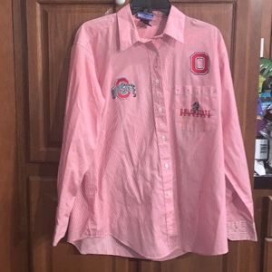 Ohio State Rhinestone Woman’s Embroidered Patches Button Up Shirt Large
